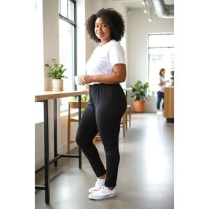 (F-157) Women With Control Black Pull On Pants Women's L Stretch QVC New w/Tags